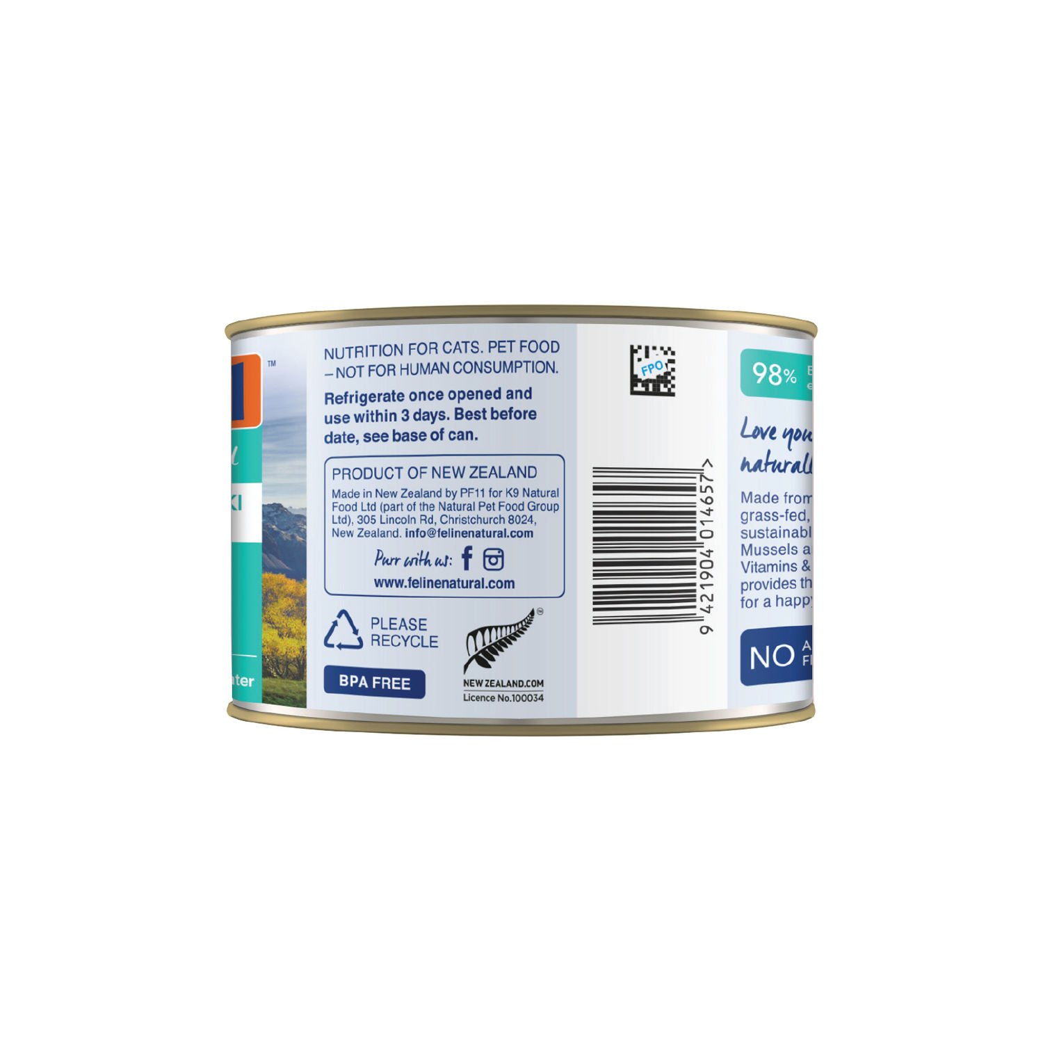 K9 캔 필라인 내추럴 캣 주식캔 소고기&호키 피스트 170g